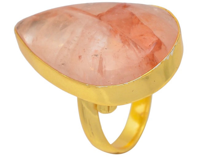Size 7.5 - Size 9 Lodolite Quartz Ring Meditation Ring 24K Gold Ring GPR32