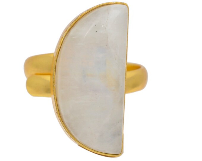 Size 10.5 - Size 12 Moonstone Ring Meditation Ring 24K Gold Ring GPR80