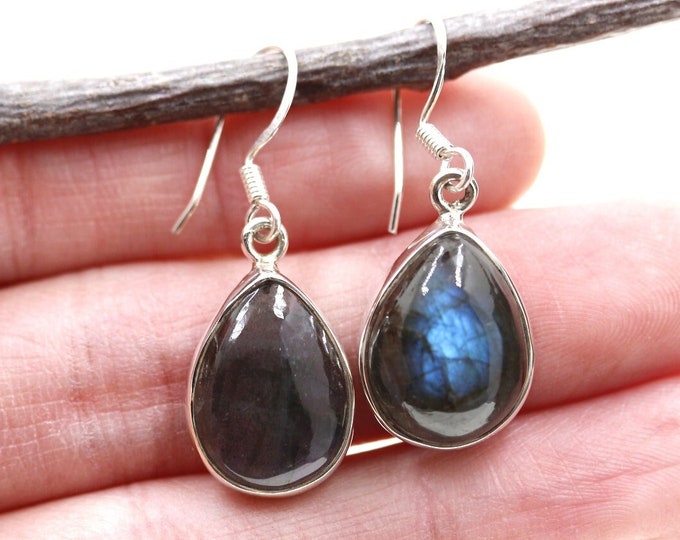 Labradorite Dangle & Drop Earrings 925 Solid (Nickel Free) Sterling Silver Earrings WHOLESALE price / Made in Canada