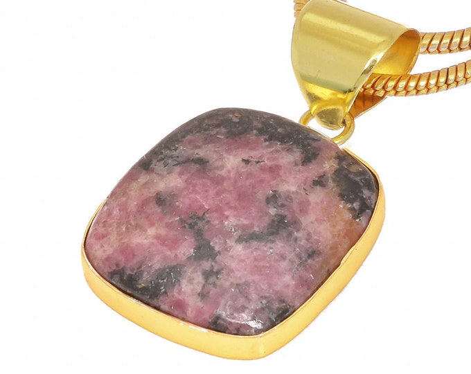 Rhodonite Pendant Necklaces & FREE 3MM Italian 925 Sterling Silver Chain GPH363