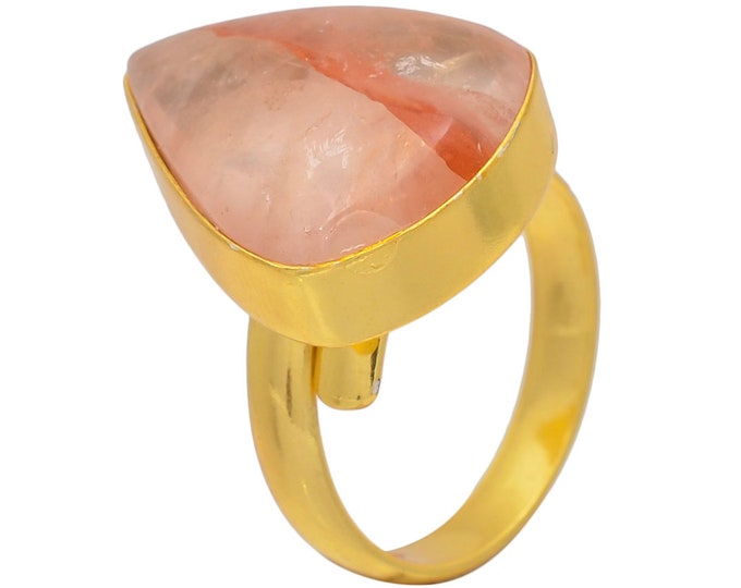 Size 7.5 - Size 9 Lodolite Quartz Ring Meditation Ring 24K Gold Ring GPR40