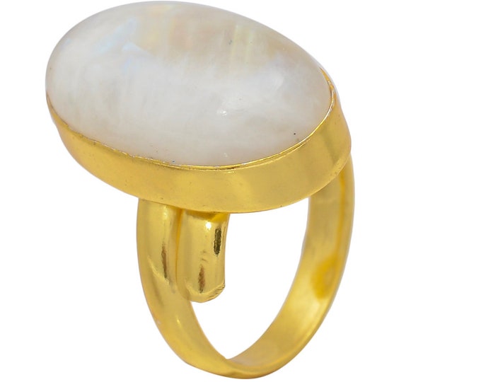 Size 9.5 - Size 11 Moonstone Ring Meditation Ring 24K Gold Ring GPR51