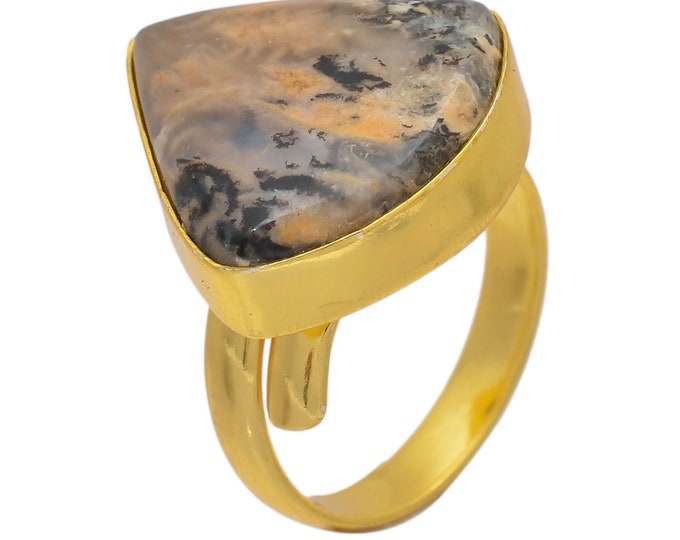 Size 8.5 - Size 10 Montana Agate Ring Meditation Ring 24K Gold Ring GPR93