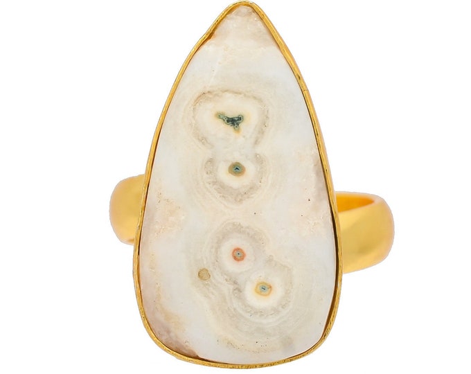 Size 8.5 - Size 10 Solar Quartz Ring Meditation Ring 24K Gold Ring GPR151