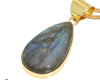 Blue Labradorite Pendant Necklaces & FREE 3MM Italian 925 Sterling Silver Chain GPH437