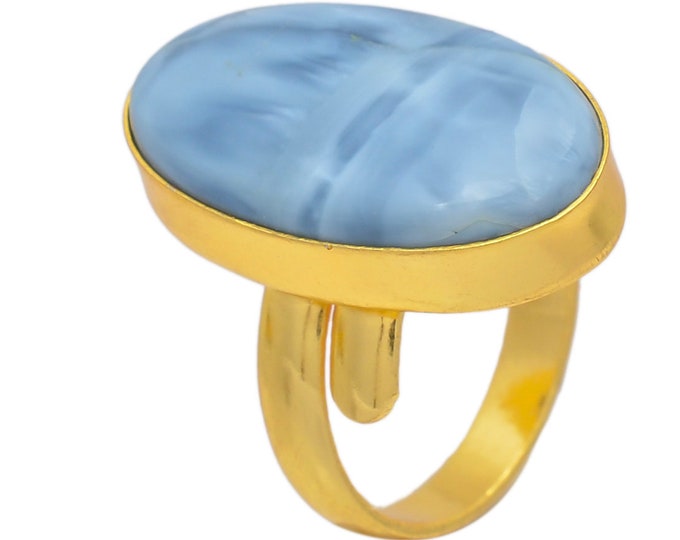 Size 8.5 - Size 10 Owyhee Opal Ring Meditation Ring 24K Gold Ring GPR124