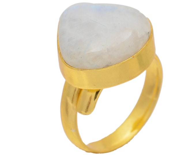 Size 9.5 - Size 11 Moonstone Ring Meditation Ring 24K Gold Ring GPR71