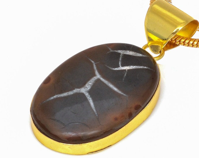 Septarian Nodule Pendant Necklaces & FREE 3MM Italian 925 Sterling Silver Chain GPH290