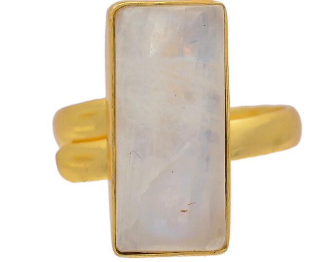 Size 10.5 - Size 12 Moonstone Ring Meditation Ring 24K Gold Ring GPR68