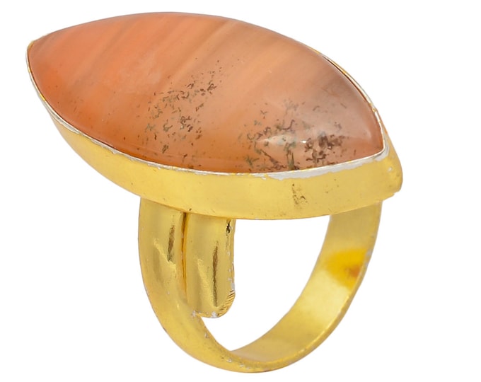 Size 9.5 - Size 11 Lodolite Quartz Ring Meditation Ring 24K Gold Ring GPR45