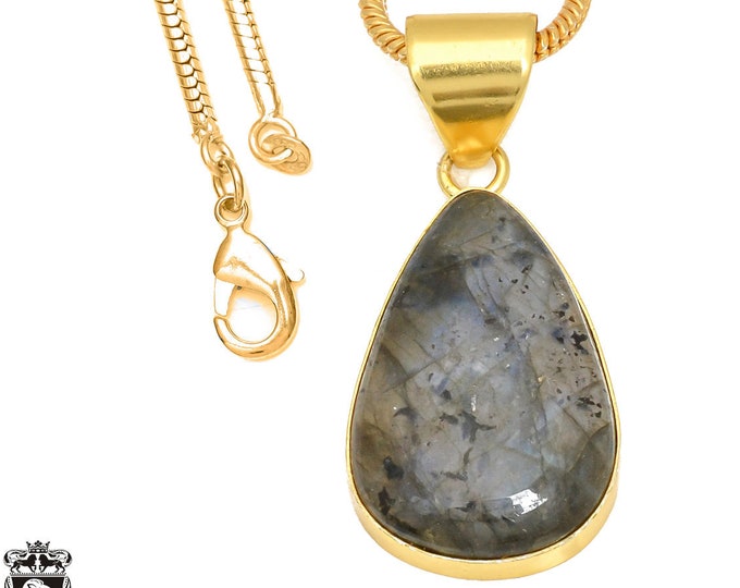 Blue Labradorite Pendant Necklaces & FREE 3MM Italian 925 Sterling Silver Chain GPH426