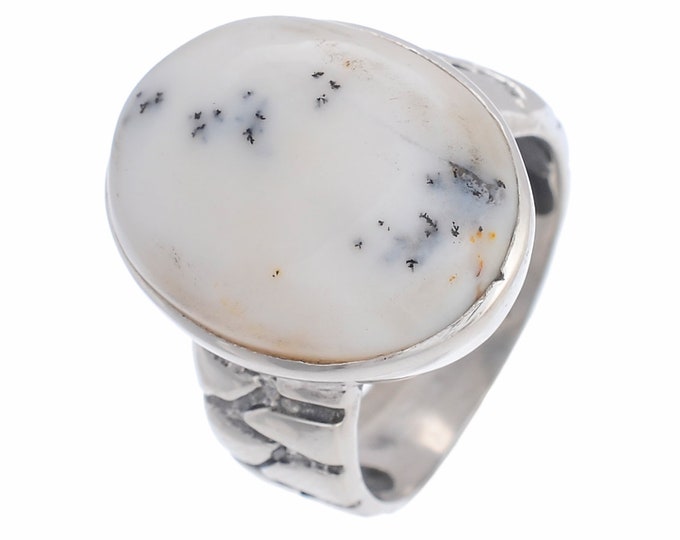 SIZE 8 Antique Dendritic Opal Fine 925 Sterling Silver Ring (Nickel Free) r2589