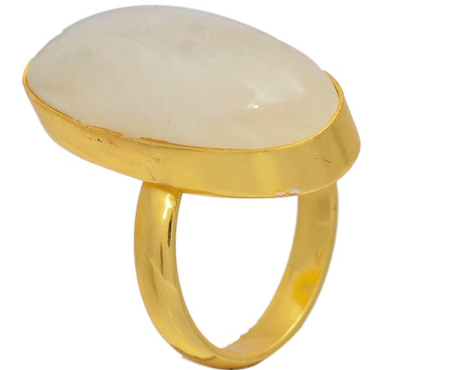 Size 6.5 - Size 8 Moonstone Ring Meditation Ring 24K Gold Ring GPR57