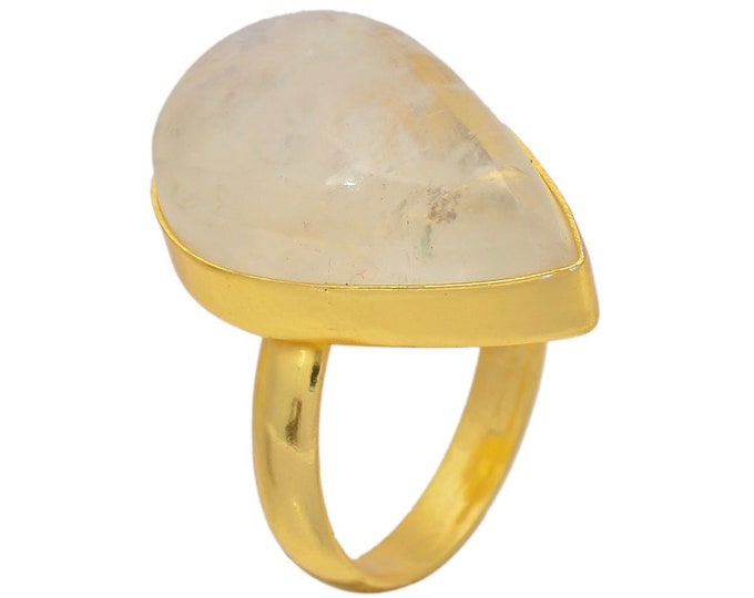 Size 7.5 - Size 9 Moonstone Ring Meditation Ring 24K Gold Ring GPR55