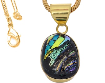 Dichroic Glass Pendant Necklaces & FREE 3MM Italian 925 Sterling Silver Chain GPH786