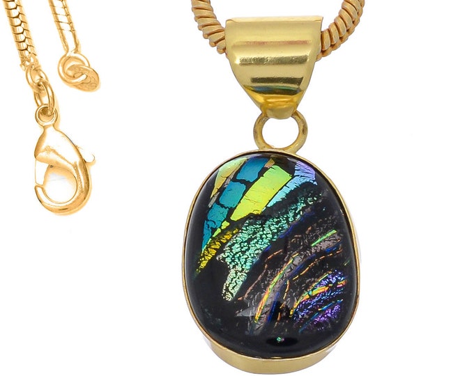 Dichroic Glass Pendant Necklaces & FREE 3MM Italian 925 Sterling Silver Chain GPH786