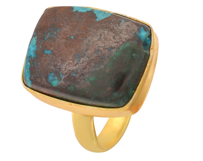 Size 8.5 - Size 10 Shattuckite Ring Meditation Ring 24K Gold Ring GPR1082