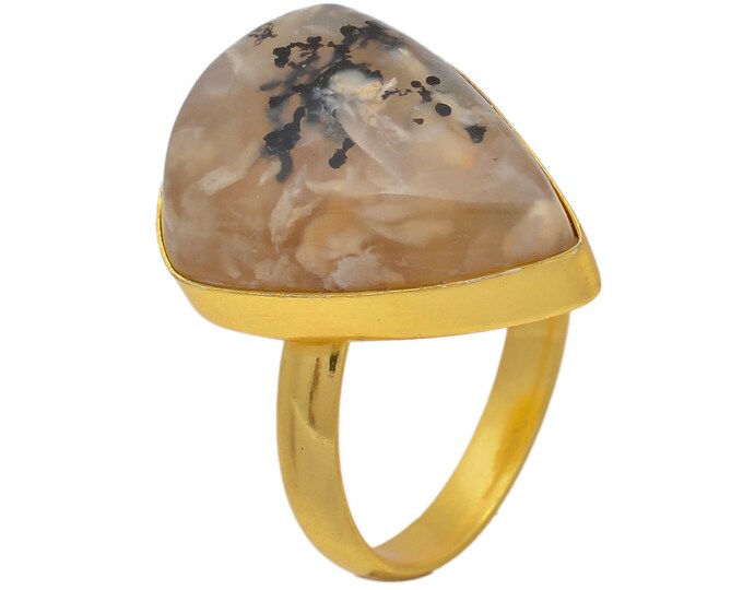 Size 10.5 - Size 12 Montana Agate Ring Meditation Ring 24K Gold Ring GPR81