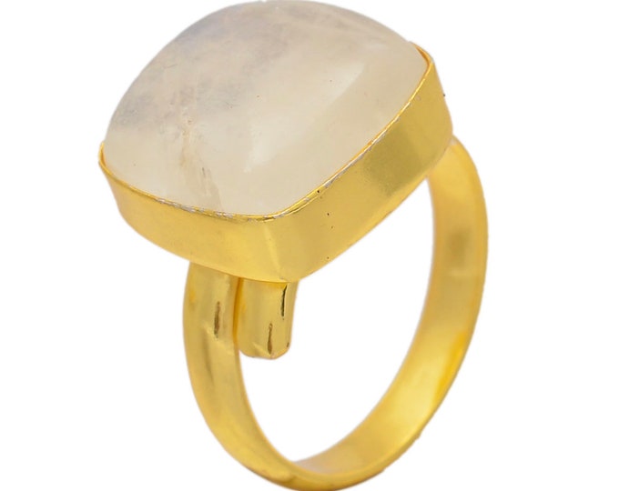 Size 9.5 - Size 11 Moonstone Ring Meditation Ring 24K Gold Ring GPR69