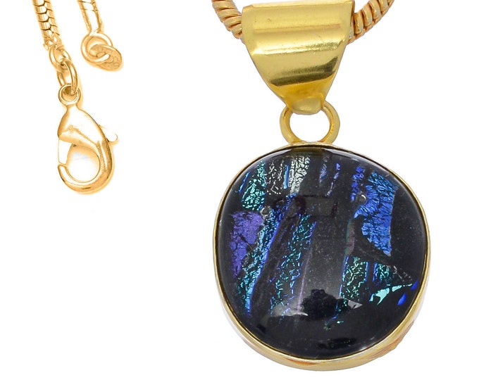 Dichroic Glass Pendant Necklaces & FREE 3MM Italian 925 Sterling Silver Chain GPH784
