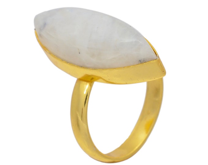 Size 9.5 - Size 11 Moonstone Ring Meditation Ring 24K Gold Ring GPR63