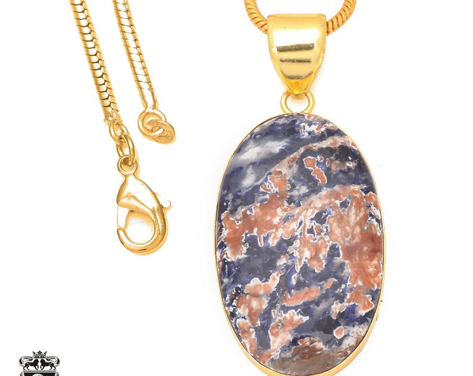 Sodalite Pendant Necklaces & FREE 3MM Italian 925 Sterling Silver Chain GPH334