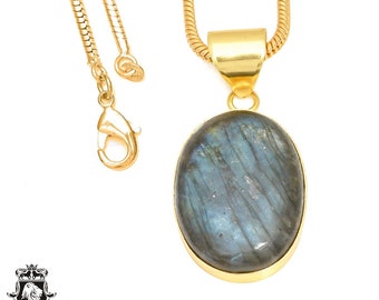 Blue Labradorite Pendant Necklaces & FREE 3MM Italian 925 Sterling Silver Chain GPH440