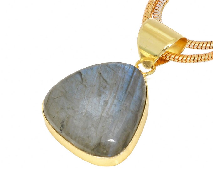 Blue Labradorite Pendant Necklaces & FREE 3MM Italian 925 Sterling Silver Chain GPH436