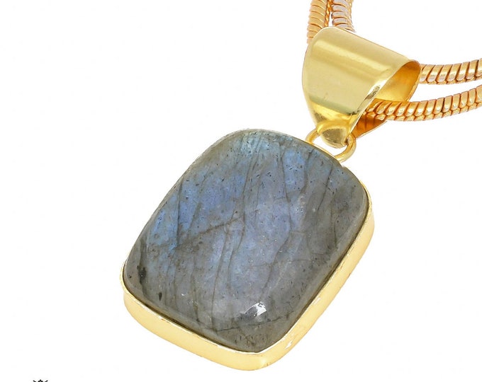 Blue Labradorite Pendant Necklaces & FREE 3MM Italian 925 Sterling Silver Chain GPH438