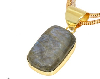 Blue Labradorite Pendant Necklaces & FREE 3MM Italian 925 Sterling Silver Chain GPH434