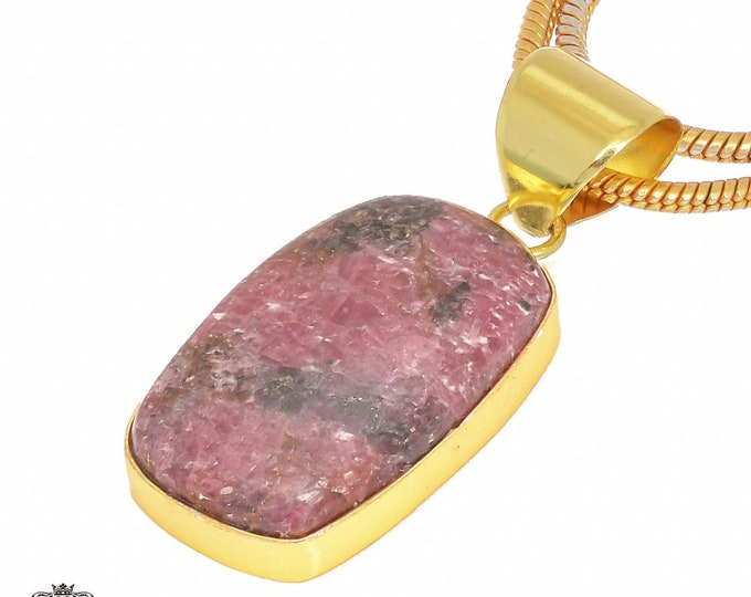 Rhodonite Pendant Necklaces & FREE 3MM Italian 925 Sterling Silver Chain GPH360