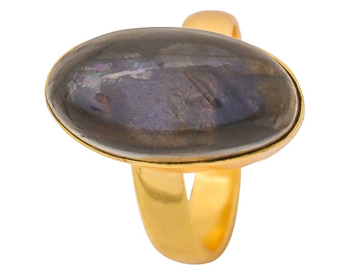 Size 7.5 - Size 9 Blue Labradorite Ring Meditation Ring 24K Gold Ring GPR1293