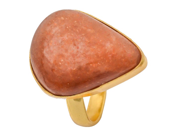 Size 7.5 - Size 9 Sunstone Ring Meditation Ring 24K Gold Ring GPR1298