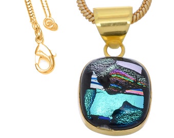 Dichroic Glass Pendant Necklaces & FREE 3MM Italian 925 Sterling Silver Chain GPH789