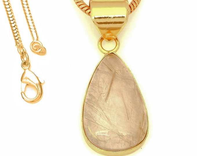 Rutile Quartz Pendant Necklaces & FREE 3MM Italian 925 Sterling Silver Chain GPH1733