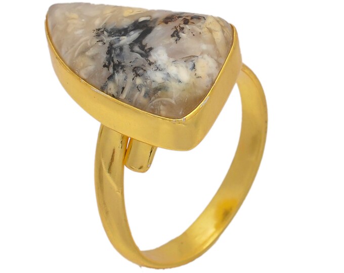 Size 10.5 - Size 12 Montana Agate Ring Meditation Ring 24K Gold Ring GPR87