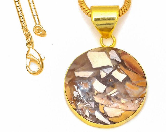 Brecciated Mookaite Pendant Necklaces & FREE 3MM Italian 925 Sterling Silver Chain GPH305