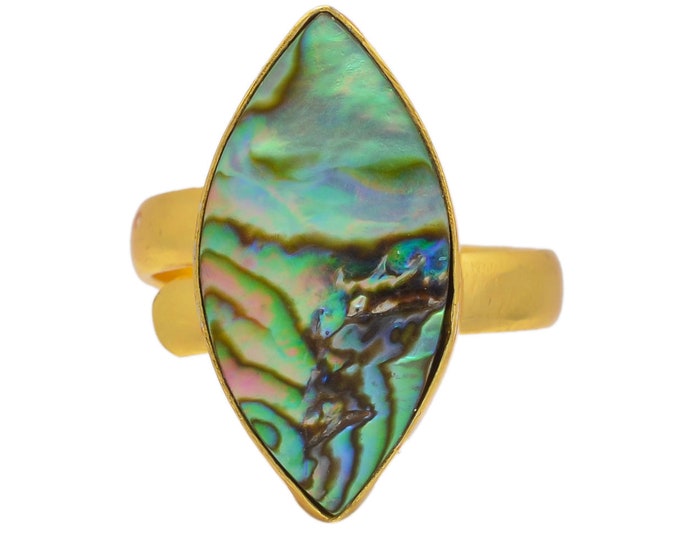 Size 9.5 - Size 11 Abalone Shell Ring Meditation Ring 24K Gold Ring GPR108