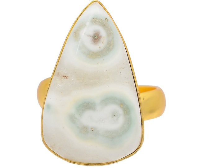 Size 8.5 - Size 10 Solar Quartz Ring Meditation Ring 24K Gold Ring GPR159