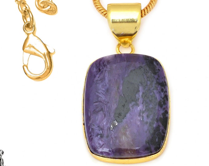 Charoite Pendant Necklaces & FREE 3MM Italian 925 Sterling Silver Chain GPH46