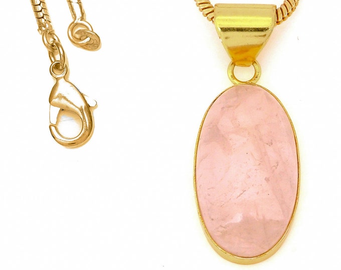 Rose Quartz Pendant Necklaces & FREE 3MM Italian 925 Sterling Silver Chain GPH984