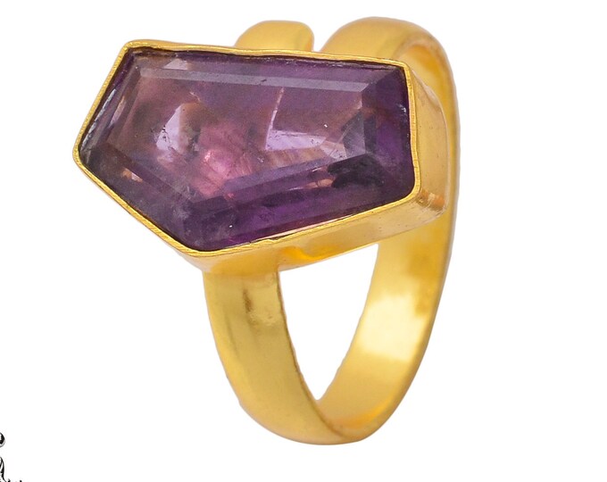 Size 9.5 - Size 11 Lavender Amethyst Ring Meditation Ring 24K Gold Ring GPR359