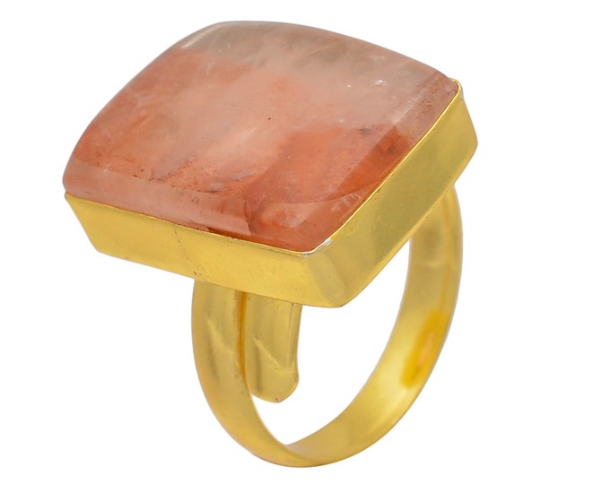 Size 9.5 - Size 11 Lodolite Quartz Ring Meditation Ring 24K Gold Ring GPR33