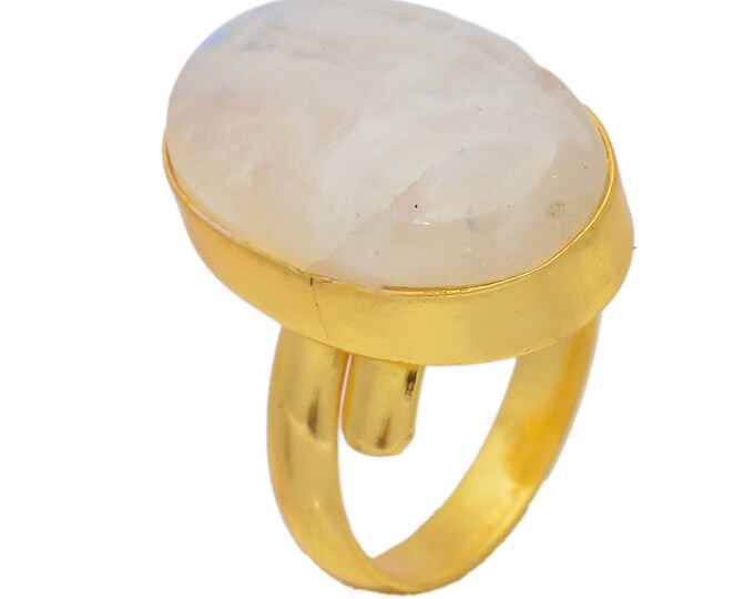 Size 7.5 - Size 9 Moonstone Ring Meditation Ring 24K Gold Ring GPR58