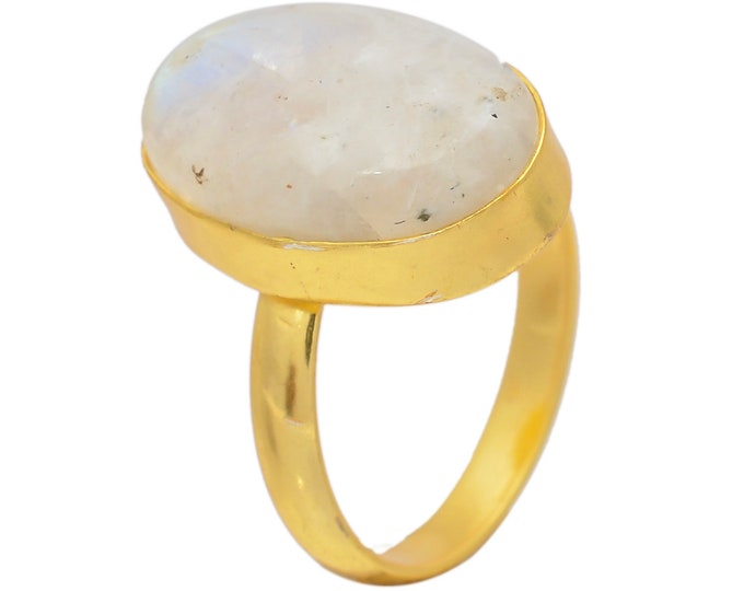 Size 10.5 - Size 12 Moonstone Ring Meditation Ring 24K Gold Ring GPR73