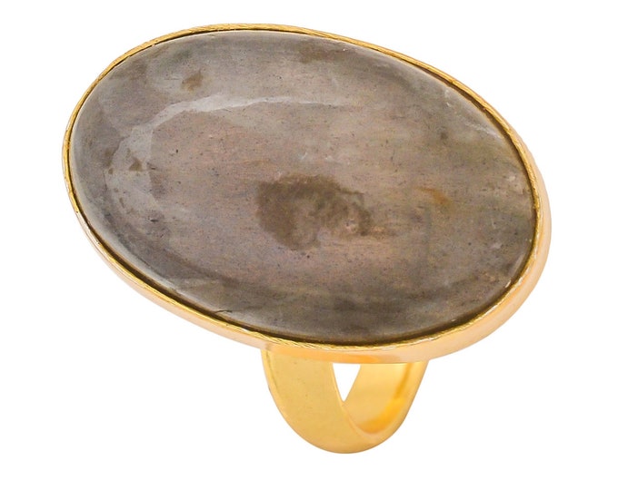 Size 6.5 - Size 8 Purple Labradorite Ring Meditation Ring 24K Gold Ring GPR1266