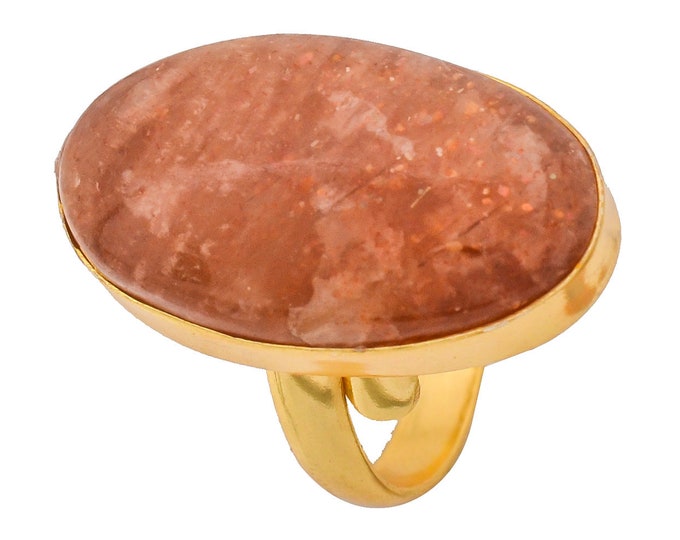 Size 9.5 - Size 11 Sunstone Ring Meditation Ring 24K Gold Ring GPR1297
