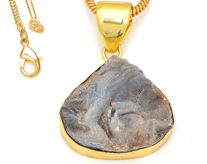 Desert Druzy Pendant Necklaces & FREE 3MM Italian 925 Sterling Silver Chain GPH226