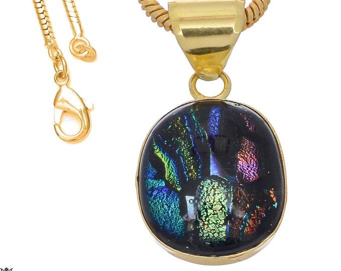 Dichroic Glass Pendant Necklaces & FREE 3MM Italian 925 Sterling Silver Chain GPH791