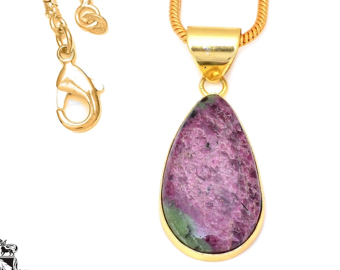 Ruby Zoisite Pendant Necklaces & FREE 3MM Italian 925 Sterling Silver Chain GPH96